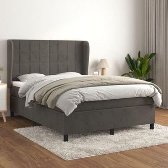 vidaXL Cama Box Spring Con Colch&oacute;n Terciopelo Gris Oscuro 140x200 Cm Vidaxl