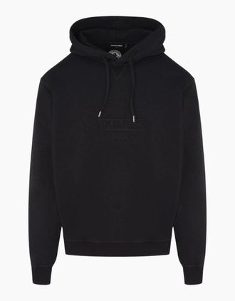 Dsquared2 Mens Dsquared2 Cool Fit Embossed Maple Leaf Logo Black Hoodie - Size: 40