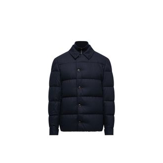 Moncler Moncler Pres Cashmere Blend Down Shirt Jacket, Men, Blue, Size: 0