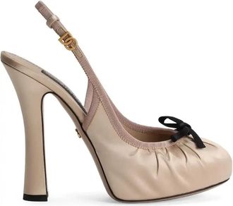 Dolce & Gabbana 105mm Satin Slingback Pumps - Womens - Calf Leather/Fabric/FabricRubber