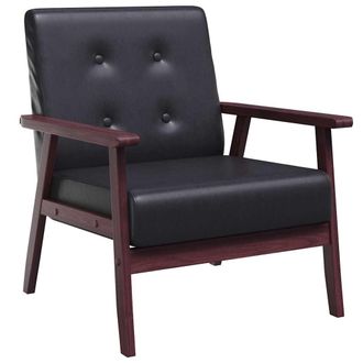 vidaXL Sill&oacute;n De Cuero Sint&eacute;tico Negro Vidaxl