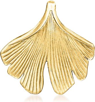 Ross-Simons 14kt Yellow Gold Satin and Polished Ginkgo Leaf Pendant
