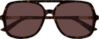Chlo&eacute; Havana CH0364S Oversized Acetate Aviator Sunglasses
