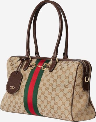 Gucci Womens Tote Bag Borsetto Multicolour Fabric Shoulder