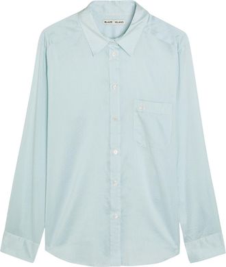 Blaz&eacute; Milano Anabas Pinstripe Silk and Cotton-blend Shirt - Light Blue - 4 (UK14 / L)