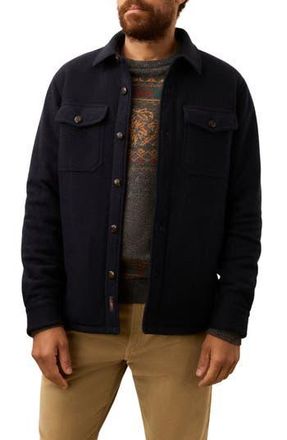 Faherty Range Fleece Lined Shirt Jacket in Navy Shadow Twill at Nordstrom Rack, Size Medium