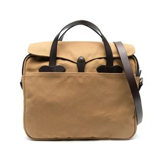Filson Laptop Bags & Cases, male, Brown, Size: ONE SIZE Brown Cotton Bum Bag with Leather Trim
