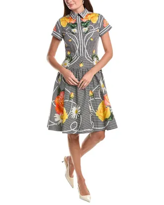 Teri Jon by Rickie Freeman Pearl Floral Print Shirtwaist Dress
