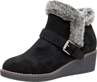 Cushionaire Womens Rhodes Faux Suede Winter Booties In Black