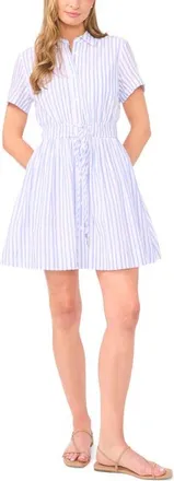 Ted Baker Prentiss Tie Waist Cotton Mini Shirtdress in Blue Surf at Nordstrom, Size X-Large