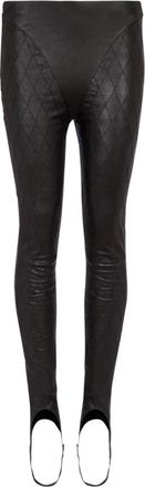 Balmain Diamond Topstitched leren leggings - Dames - Leren Broeken - Zwart - M - Leer - Broeken