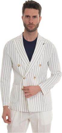 Paoloni Double Breasted Jacket - Heren - Blazers - Wit - L - Katoen - Jassen