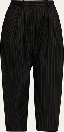 Isabel Marant Janice Pinstripe Double-Pleated Barrel-Leg Ankle Trousers