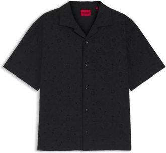 HUGO BOSS Oversize-fit shirt in broderie-anglaise cotton