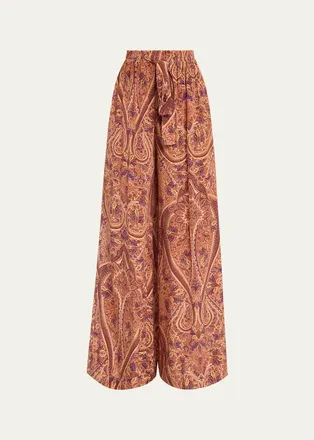 Ulla Johnson Sawyer High-Waist Wide-Leg Silk Pants