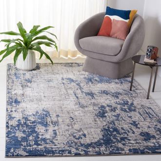 Safavieh Meadow Machine Made Area rug, Ivory Grey / Blue Contemporary Style Easy Care