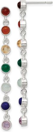 Diamond2Deal Sterling Silver Rhodium Plated Multicolor Quartz Dangle Earrings