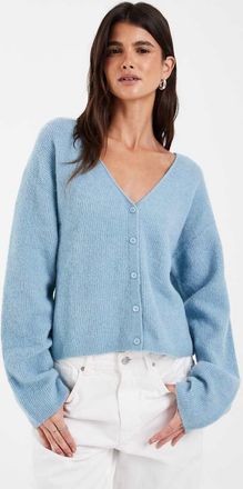 & Other Stories cardigan con scollo a V in misto alpaca e lana blu turchese