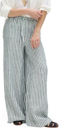 M&S Collection Linen Palazzo Pants in Black Mix at Nordstrom, Size 12