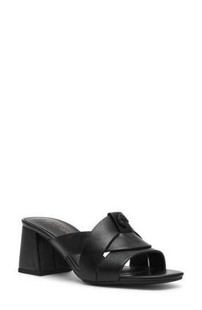 Anne Klein Monda Block Heel Slide Sandal in Black Pu at Nordstrom Rack, Size 6.5