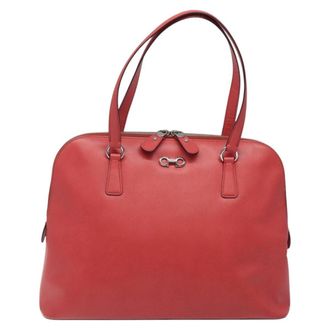 Ferragamo Gancini Handbag Leather Pink Leather Handbag (Pre-Owned)