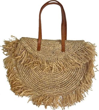 NATYAL Bolso de hombro de rafia natural con flecos 58x42cm