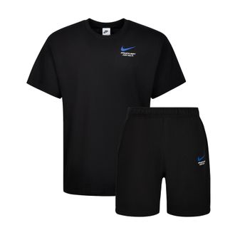 Nike Mens Athletic T-Shirt and Shorts Set Black Cotton - Size X-Large