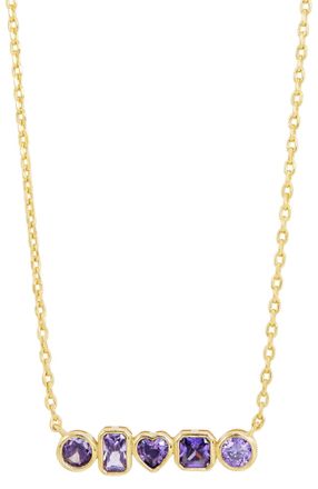 Savvy Cie Jewels GOLD PLATED OVER BRASS PURPLE CZ MULTI SHAPE DROP EARRINGS
