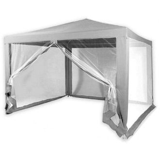 Trade Shop Gazebo 2,4x3x2,50mt Tendone Giardino Telo Grigio Impermeabile Con Zanzariera 016560 - - Trade Shop Traesio