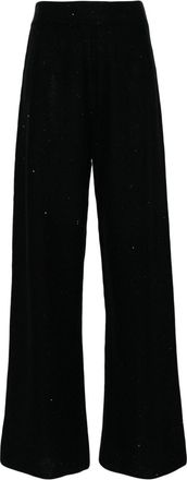 Fabiana Filippi sequined wide-leg trousers - women - Polyester/Linen/Flax/Cotton - 38 - Black