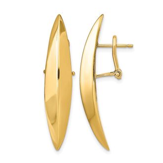 Diamond2Deal 14K Yellow Gold Fancy Omega Back Hoop Earrings