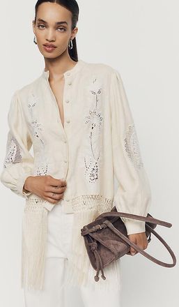 Farm Rio 100% Linen Richelieu Buttondown Shirt