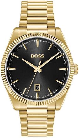 BOSS Cheswick Goldtone Bracelet Watch, 40mm in Black at Nordstrom