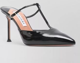 Aquazzura patent t strap pointed toe pumps