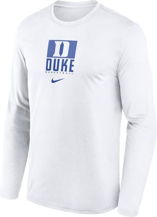 Nike Duke Courtside Nike Mens Dri-FIT College Long-Sleeve T-Shirt in White | 02TJ10ADU-NB7