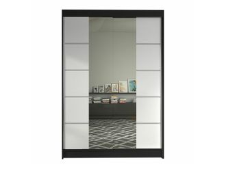 Mirjan24 Armario Closico Salvor V, Negro + Blanco, 200x120x58cm, Puertas De Armario: Correderas, N&uacute;mero De Estantes: 5