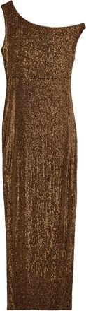 Norma Kamali Draped Sequin-embellished Gown - Bronze - M (UK12 / M)