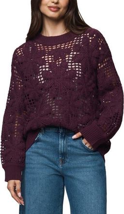 Splendid Magnolia Floral Open Stitch Sweater in Washed Plum at Nordstrom, Size X-Large