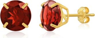 MAX + STONE 14k Yellow Gold 9mm Round Cut Gemstone Stud Earrings