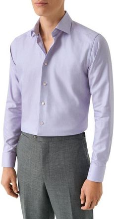 Eton Slim Fit Semi Solid Dress Shirt in Medium Pink at Nordstrom, Size 14.5
