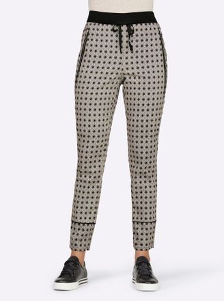 Heine Schlupfhose HEINE, Damen, Gr. 34, Normalgr&ouml;ssen, schwarz (schwarz, bedruckt), 98% Baumwolle, 2% Elasthan, bedruckt, gemustert, mehrfarbig, 7/8-L&auml;nge, 