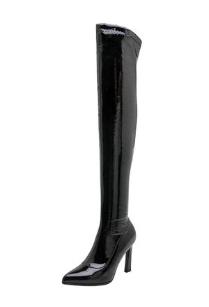 Generic Women Over-The-Knee High Heels Pointed Toe Inner Lacquer Leather Dance Boots