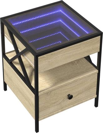 vidaXL Coffee Table with Infinity led Sonoma Oak 40x40x51 cm Vidaxl