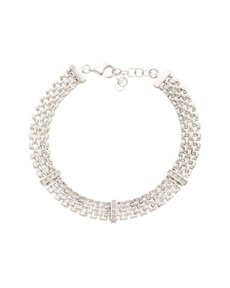 Meshmerise 0.15 Ct. Tw. Diamond 18K Gold Over Silver Bangle Bracelet