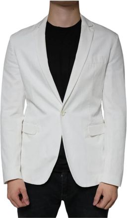 Dondup Witte Slim Fit Formele Blazer - Heren - Blazers - Wit - L - Katoen - Jassen