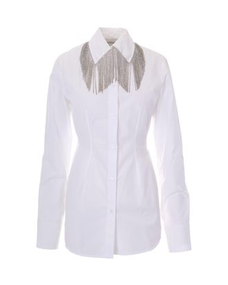 Sportmax White Pesi Jewel Fringe Cotton Shirt