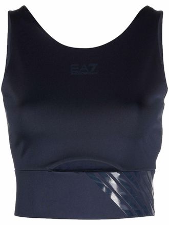 Emporio Armani logo-print sports bra - Blue