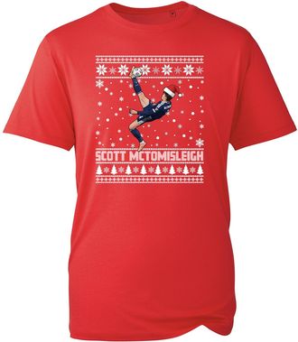 Generic Scott McTominay Christmas T-Shirt, Overhead Kick Goal Ugly Xmas Gift, Scotland World Cup Fans Christmas T-Shirt(Red, M)