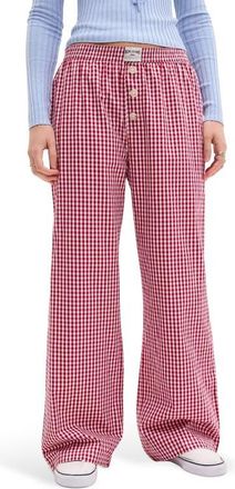 BDG Gingham Check Straight Leg Pants in Red Check at Nordstrom, Size X-Small