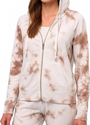 French Kyss Tie Dye Zip Hoodie In White/beige